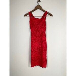 Free People Hot as Hell Red Lace Bodycon Slip Dress Size Small